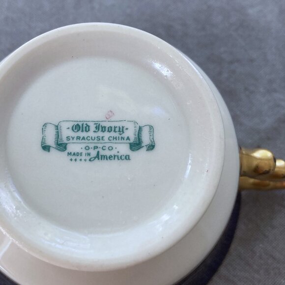Rare & Elegant! Syracuse China Old Ivory Royal Court Cup & Saucer Set, Navy Blue - Picture 12 of 14